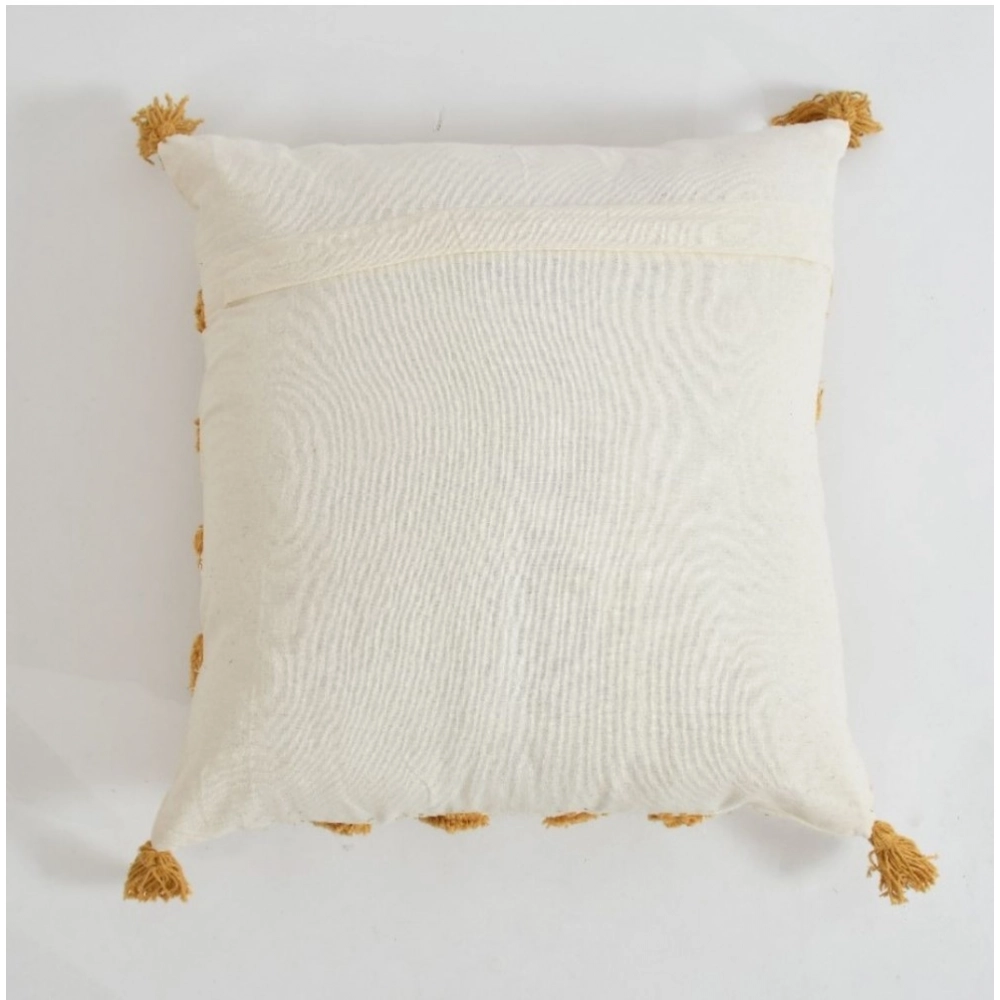 Generic Cotton Diamond Tufted Cushion Pillow Cover 16x16 Inch Pack of 2 (Yellow) - Image 3