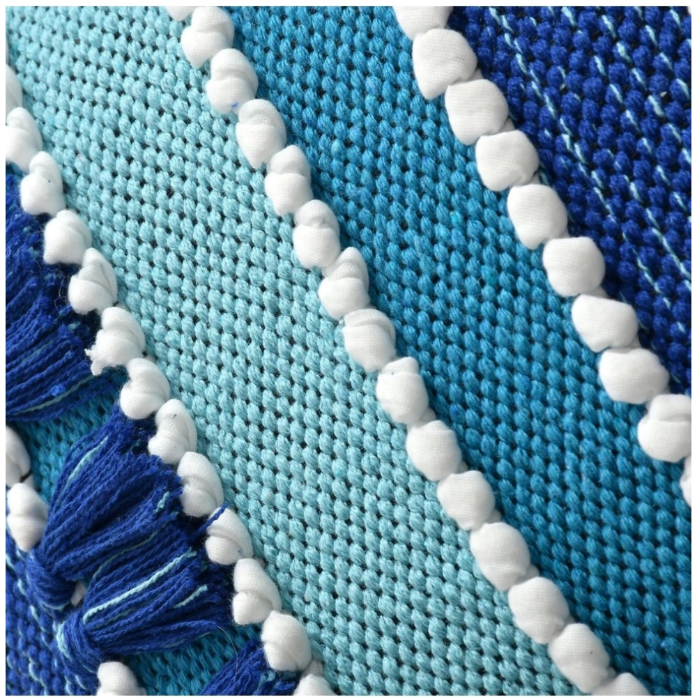 Generic Cotton Handcrafted Pit Loom Cushion Cover 16x16 Inch Pack of 2 (Blue) - Image 3